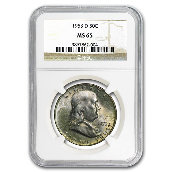 1953-D Franklin Half Dollar MS-65 NGC 1953-D Franklin Half Dollar MS-65 NGC